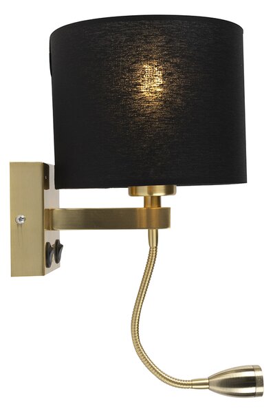 Inteligentna lampa ścienna złota z USB i czarnym kloszem, w tym WiFi A60 - Brescia