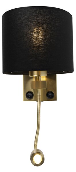 Inteligentna lampa ścienna złota z USB i czarnym kloszem, w tym WiFi A60 - Brescia