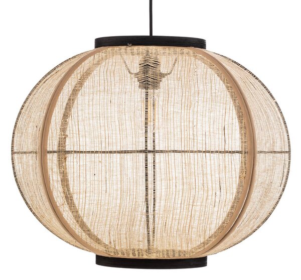 Lampa wisząca Aurinil Lindby, możliwość ściemniania, jasne drewno, salon / jadalnia, tkanina / materiał / jedwab, dworkowy / rustykalny