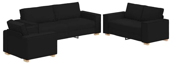 Sofa 3 szt. czarny tkanina lniana