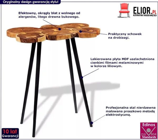 Okrągły stolik plastry drewna S0-H66