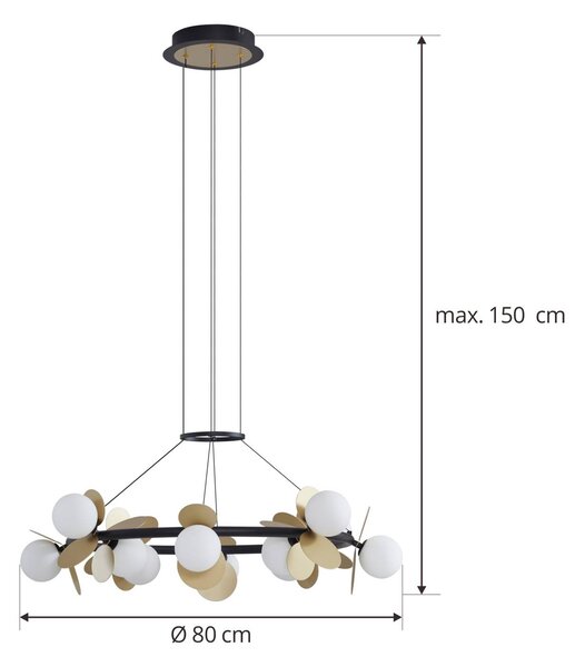 Lampa wisząca Pallo Lucande, możliwość ściemniania, czarny, salon / jadalnia, metal, nowoczesny