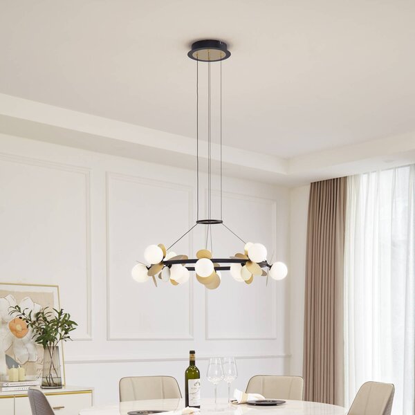 Lampa wisząca Pallo Lucande, możliwość ściemniania, czarny, salon / jadalnia, metal, nowoczesny