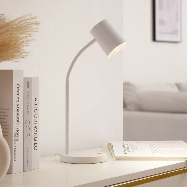 Lampa stołowa Radka Lindby, biały / opal, biuro, tworzywo sztuczne, nowoczesny