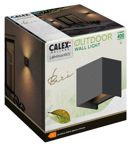 Calex Kinkiet zewnętrzny LED Cube, czarny, aluminium, nowoczesny