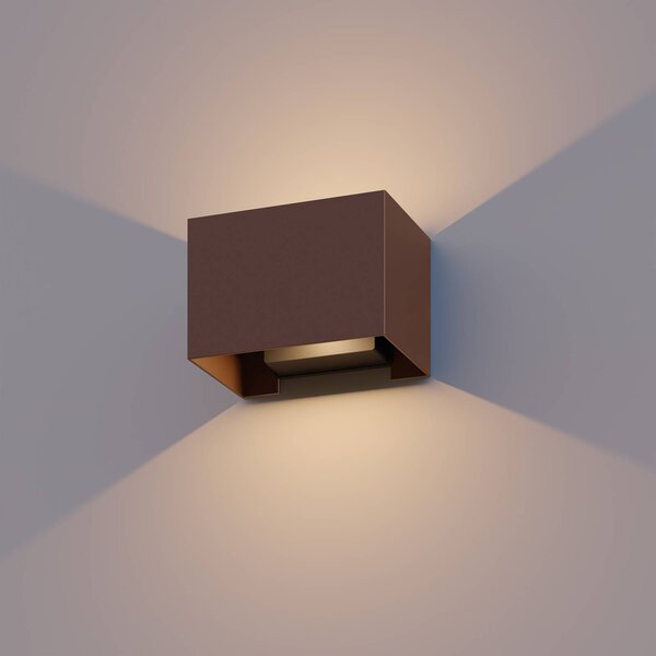 Calex Kinkiet zewnętrzny LED Rectangle, brązowy / rdzawy, aluminium, nowoczesny