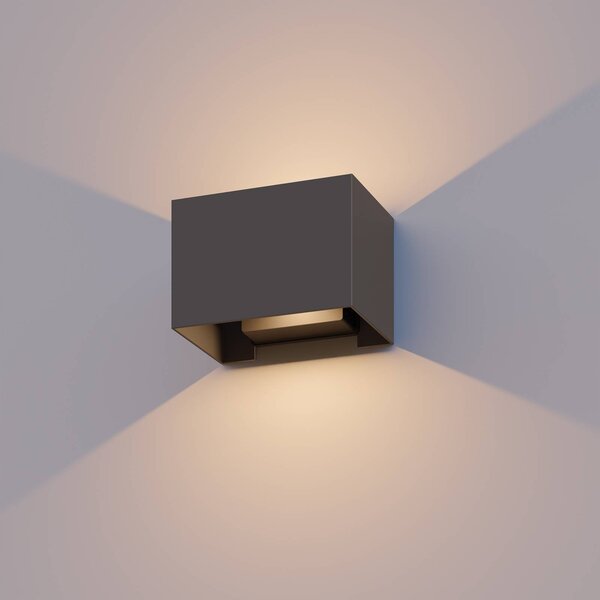 Calex Kinkiet zewnętrzny LED Rectangle, aluminiowy / szary / cynkowy, aluminium, nowoczesny