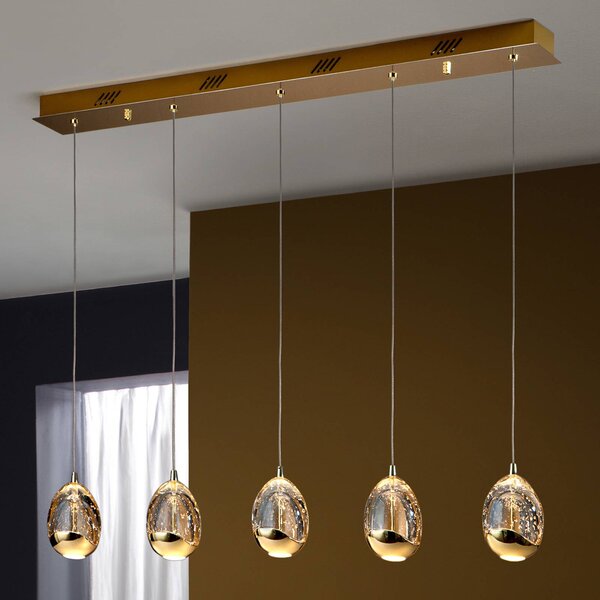 Schuller Valencia Lampa wisząca szklana Rocio, możliwość ściemniania, kremowy / amber, salon / jadalnia, szkło