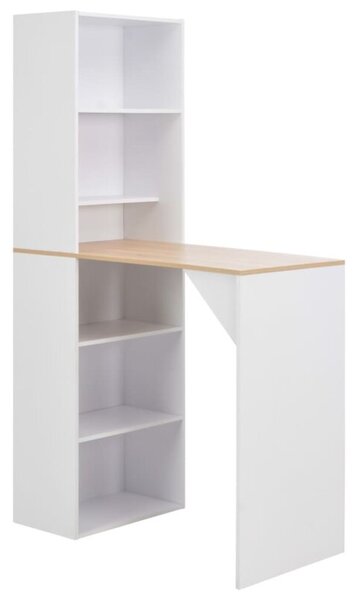 Stolik barowy z szafką, biały, 115 x 59 x 200 cm