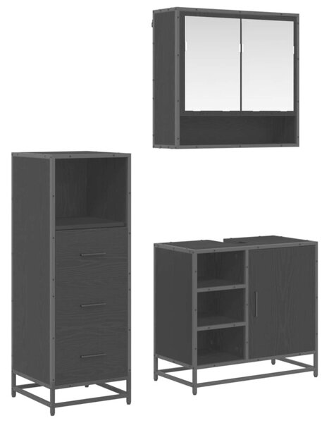 Zestaw mebli łazienkowych z lustrem w kolorze czarnego dębu - nowoczesny design i funkcjonalność