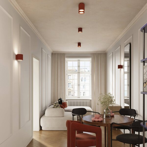 Kinkiet Aura SOLLUX LIGHTING, możliwość ściemniania, terracotta, przedpokój, aluminium, nowoczesny
