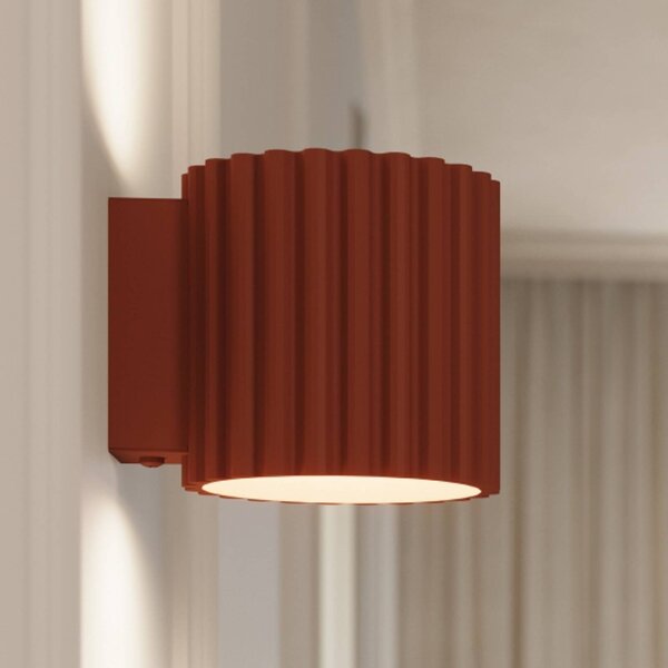 Kinkiet Aura SOLLUX LIGHTING, możliwość ściemniania, terracotta, przedpokój, aluminium, nowoczesny