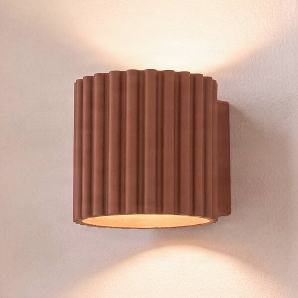 Kinkiet Aura SOLLUX LIGHTING, możliwość ściemniania, terracotta, przedpokój, aluminium, nowoczesny