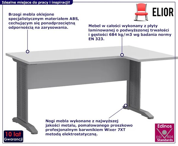 Białe prawostronne biurko narożne H4-G18