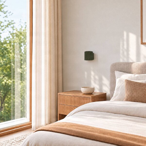 Kinkiet Aura SOLLUX LIGHTING, możliwość ściemniania, zielony, przedpokój, aluminium, nowoczesny