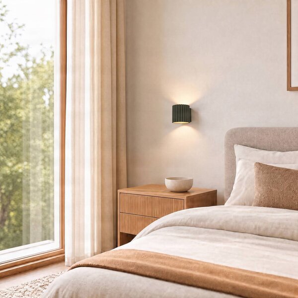 Kinkiet Aura SOLLUX LIGHTING, możliwość ściemniania, zielony, przedpokój, aluminium, nowoczesny