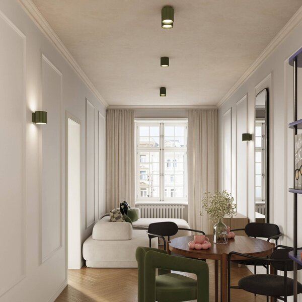 Kinkiet Aura SOLLUX LIGHTING, możliwość ściemniania, zielony, przedpokój, aluminium, nowoczesny