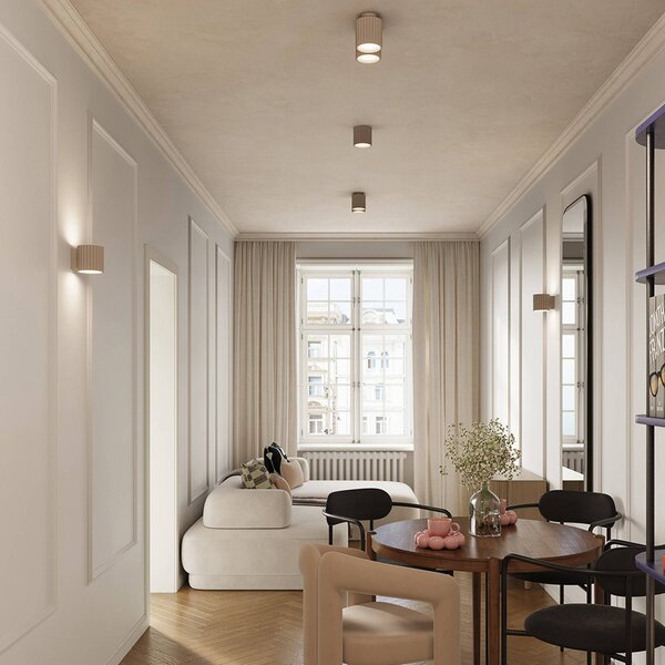 Kinkiet Aura SOLLUX LIGHTING, możliwość ściemniania, aluminiowy / szary / cynkowy, przedpokój, aluminium, nowoczesny