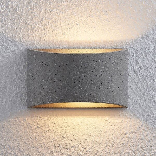 Kinkiet Edvin Lindby, możliwość ściemniania, aluminiowy / szary / cynkowy, salon / jadalnia, beton, nowoczesny