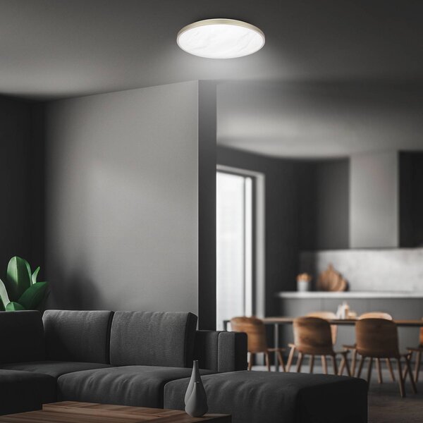 Briloner Lampa sufitowa LED Competo, możliwość ściemniania, kremowy / amber, biuro, tworzywo sztuczne, nowoczesny