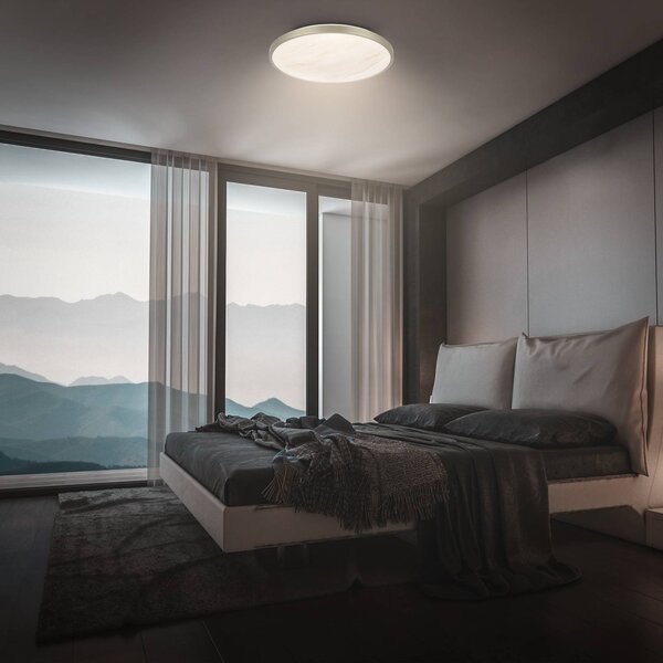 Briloner Lampa sufitowa LED Competo, kremowy / amber, biuro, tworzywo sztuczne, nowoczesny