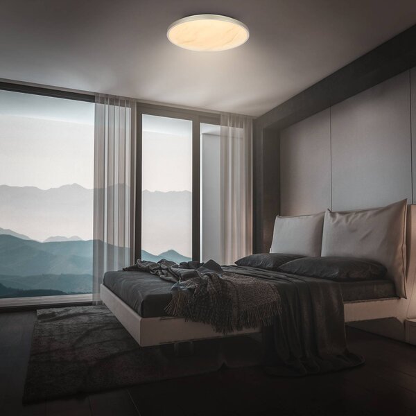 Briloner Lampa sufitowa LED Competo, możliwość ściemniania, kremowy / amber, biuro, tworzywo sztuczne, nowoczesny