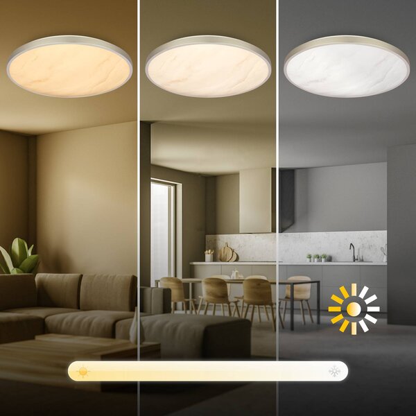 Briloner Lampa sufitowa LED Competo, możliwość ściemniania, kremowy / amber, biuro, tworzywo sztuczne, nowoczesny