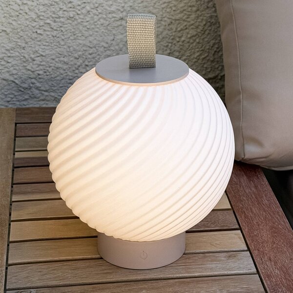 Briloner Lampa stołowa LED z akumulatorem Brilo unplugged Globe, beżowo-biała, IP44 możliwość ściemniania, kremowy / amber, przedpokój, tworzywo sztuczne, nowoczesny