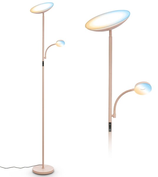 Briloner Lampa stojąca Sira, możliwość ściemniania, kremowy / amber, biuro, metal, nowoczesny