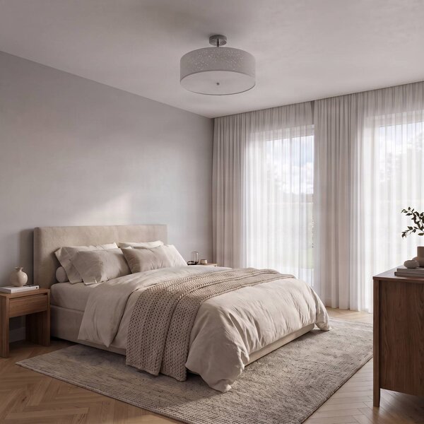 Lampa sufitowa Umma Lindby, możliwość ściemniania, biały / opal, salon / jadalnia, tkanina / materiał / jedwab, nowoczesny