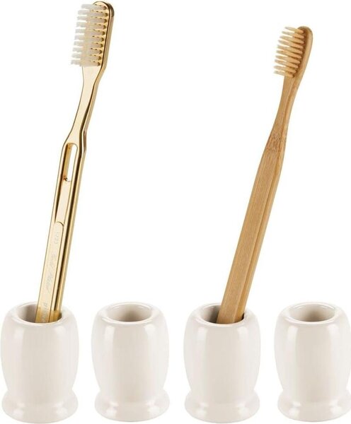 Ceramiczny uchwyt na szczoteczkę do zębów - kremowy, 4 szt