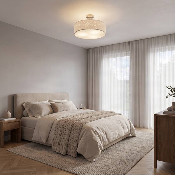 Lampa sufitowa Umma Lindby, możliwość ściemniania, biały / opal, salon / jadalnia, tkanina / materiał / jedwab, nowoczesny