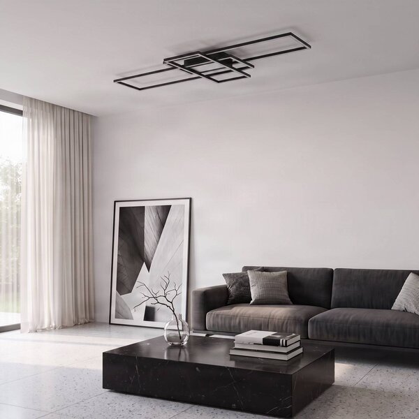 Lampa sufitowa LED Ismera Lindby, możliwość ściemniania, czarny, salon / jadalnia, aluminium, nowoczesny