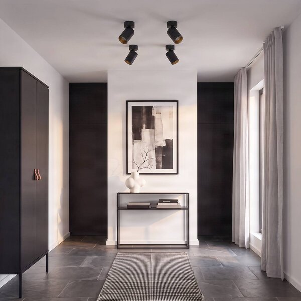 Reflektor Arcchio Brinja, zestaw 4 sztuk, czarny, okrągły, Ø 6 cm, GU10 Brinja Arcchio, możliwość ściemniania, czarny, przedpokój, aluminium, nowoczesny