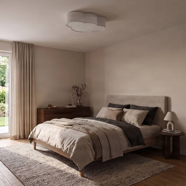 Lampa sufitowa Cloud TK Lighting, możliwość ściemniania, biały / opal, salon / jadalnia, tkanina / materiał / jedwab, młodzieżowy