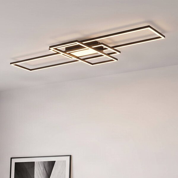 Lampa sufitowa LED Ismera Lindby, możliwość ściemniania, czarny, salon / jadalnia, aluminium, nowoczesny
