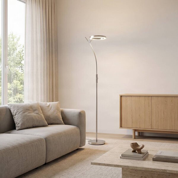 Lampa stojąca LED Darion Lindby, możliwość ściemniania, aluminiowy / szary / cynkowy, salon / jadalnia, metal, nowoczesny