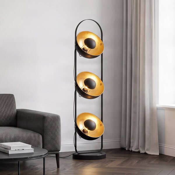 Lampa stojąca Muriel Lindby, czarny, salon / jadalnia, metal, nowoczesny