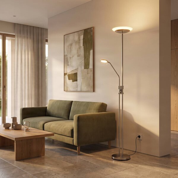 Lampa stojąca LED Jonne Lindby, możliwość ściemniania, aluminiowy / szary / cynkowy, salon / jadalnia, metal, nowoczesny