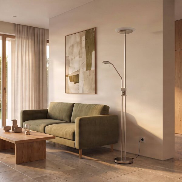 Lampa stojąca LED Jonne Lindby, możliwość ściemniania, aluminiowy / szary / cynkowy, salon / jadalnia, metal, nowoczesny
