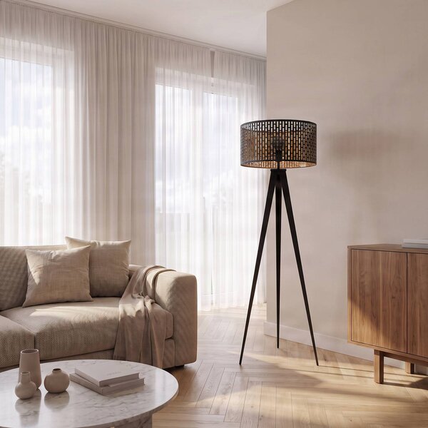Lampa stojąca Thoralf Lindby, czarny, salon / jadalnia, metal