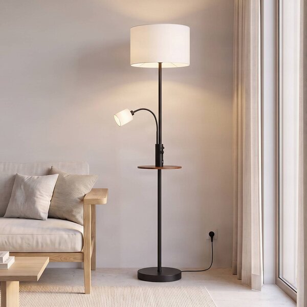 Lampa stojąca Aovan Lindby, czarny, salon / jadalnia, metal, nowoczesny