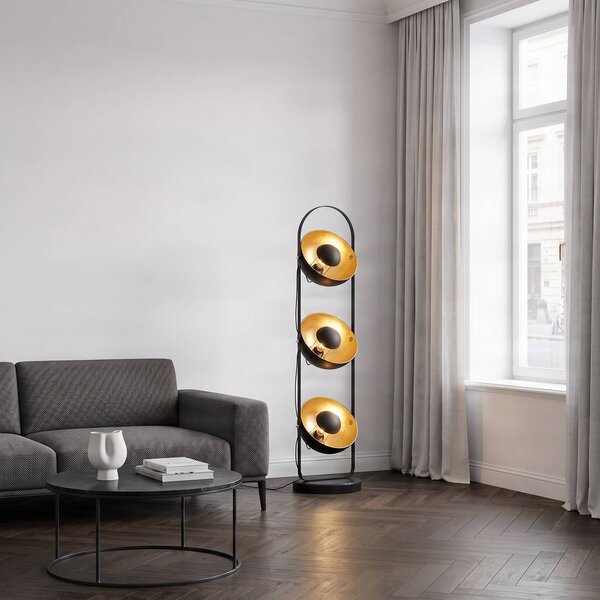 Lampa stojąca Muriel Lindby, czarny, salon / jadalnia, metal, nowoczesny