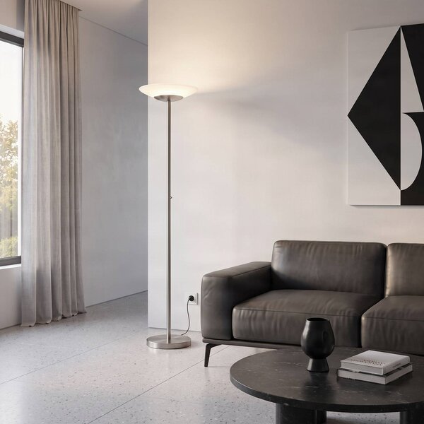 Lampa stojąca LED Ragna Lindby, możliwość ściemniania, aluminiowy / szary / cynkowy, salon / jadalnia, szkło, nowoczesny