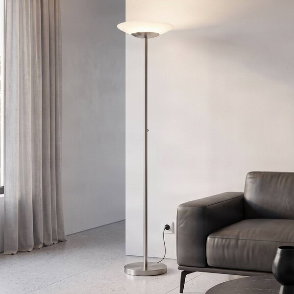 Lampa stojąca LED Ragna Lindby, możliwość ściemniania, aluminiowy / szary / cynkowy, salon / jadalnia, szkło, nowoczesny