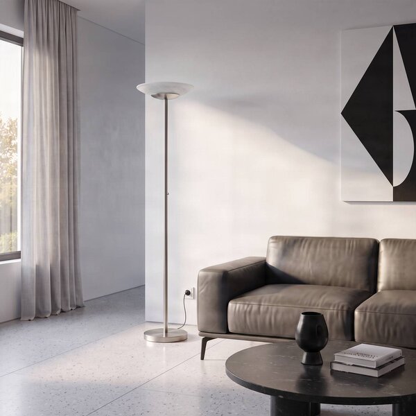 Lampa stojąca LED Ragna Lindby, możliwość ściemniania, aluminiowy / szary / cynkowy, salon / jadalnia, szkło, nowoczesny