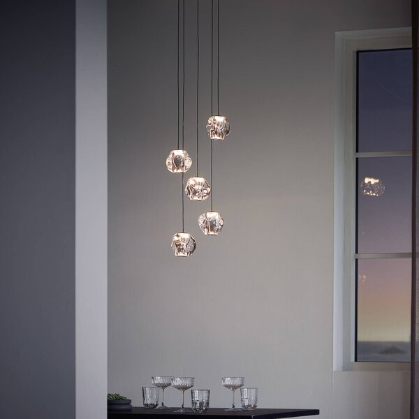 LOOM DESIGN Lampa wisząca Ice Ball, możliwość ściemniania, chromowy / srebrny, salon / jadalnia, tworzywo sztuczne, nowoczesny