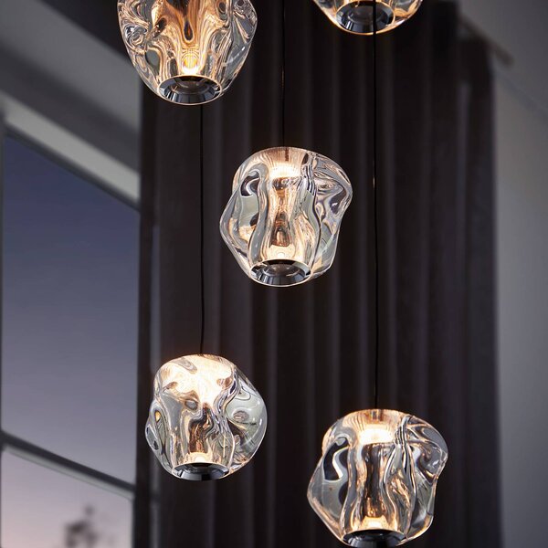LOOM DESIGN Lampa wisząca Ice Ball, możliwość ściemniania, chromowy / srebrny, salon / jadalnia, tworzywo sztuczne, nowoczesny