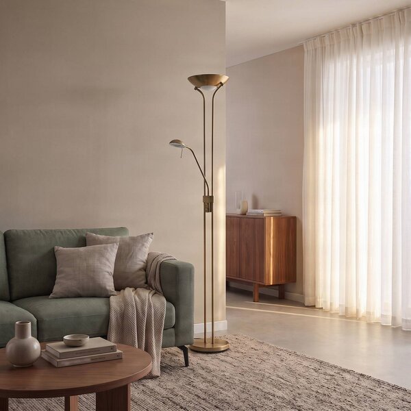 Lampa stojąca Josefin Lindby, możliwość ściemniania, brązowy / mosiężny, salon / jadalnia, metal, nowoczesny