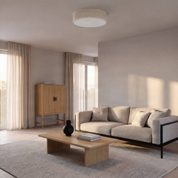 Lampa sufitowa Leano Eko-Light, możliwość ściemniania, aluminiowy / szary / cynkowy, salon / jadalnia, tkanina / materiał / jedwab, nowoczesny